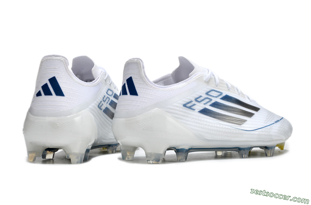 Adidas F50 Elite FG Low-Tops Soccer Cleats - White/Silver/Blue 6