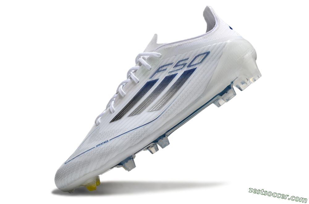 Adidas F50 Elite FG Low-Tops Soccer Cleats - White/Silver/Blue 5