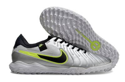 Nike Tiempo Legend 10 Pro TF Low-Tops Soccer Shoes - Silver/Black/Yellow