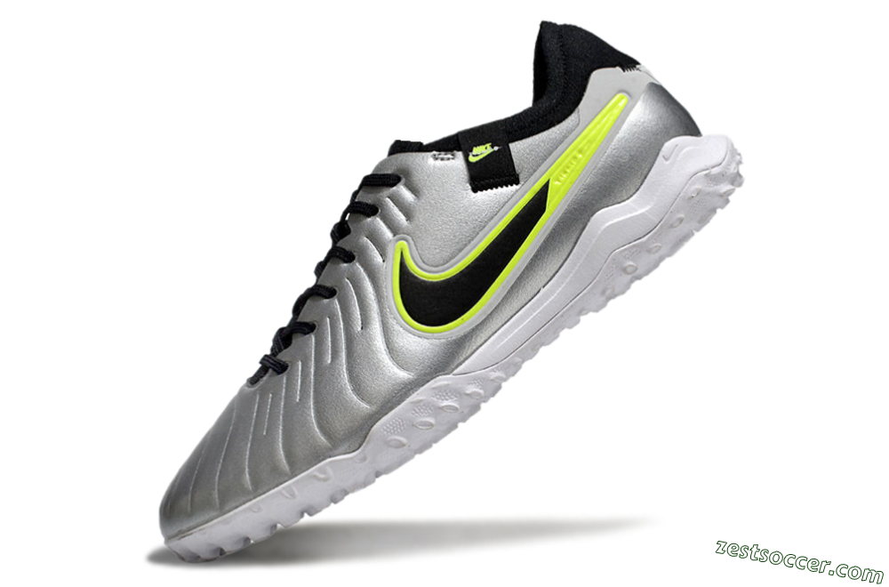Nike Tiempo Legend 10 Pro TF Low-Tops Soccer Shoes - Silver/Black/Yellow 5