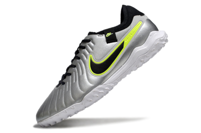 Nike Tiempo Legend 10 Pro TF Low-Tops Soccer Shoes - Silver/Black/Yellow
