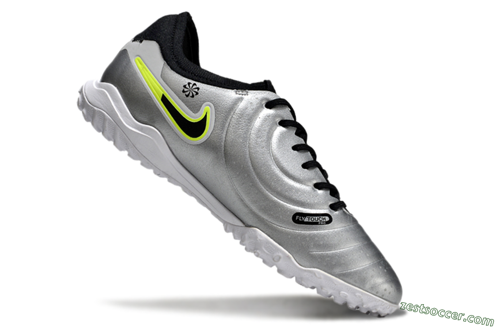 Nike Tiempo Legend 10 Pro TF Low-Tops Soccer Shoes - Silver/Black/Yellow 4