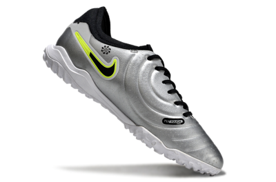 Nike Tiempo Legend 10 Pro TF Low-Tops Soccer Shoes - Silver/Black/Yellow