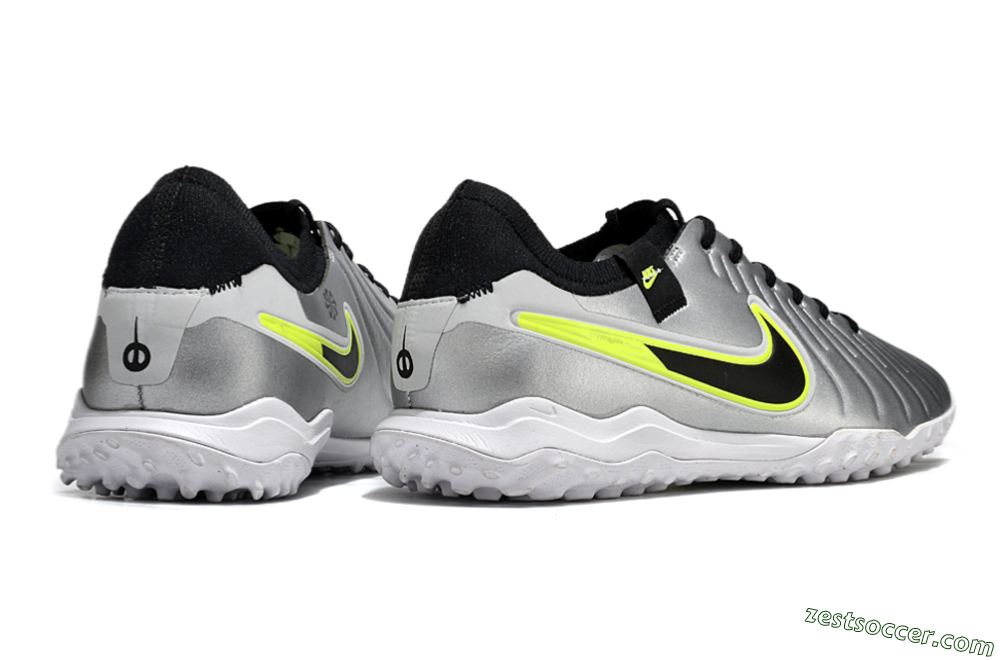 Nike Tiempo Legend 10 Pro TF Low-Tops Soccer Shoes - Silver/Black/Yellow 6