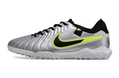 Nike Tiempo Legend 10 Pro TF Low-Tops Soccer Shoes - Silver/Black/Yellow