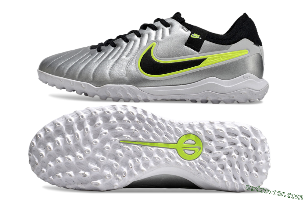 Nike Tiempo Legend 10 Pro TF Low-Tops Soccer Shoes - Silver/Black/Yellow 1