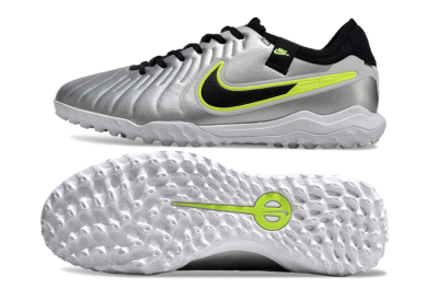 Nike Tiempo Legend 10 Pro TF Low-Tops Soccer Shoes - Silver/Black/Yellow