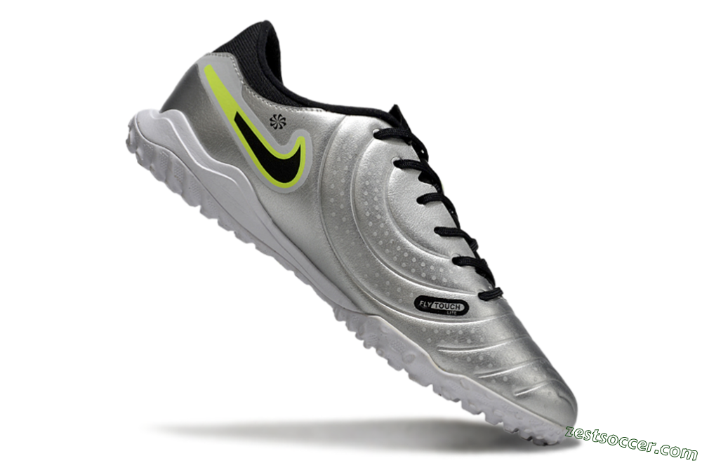 Nike Tiempo Legend 10 TF Low-Tops Soccer Shoes - Silver/Black/Yellow 4