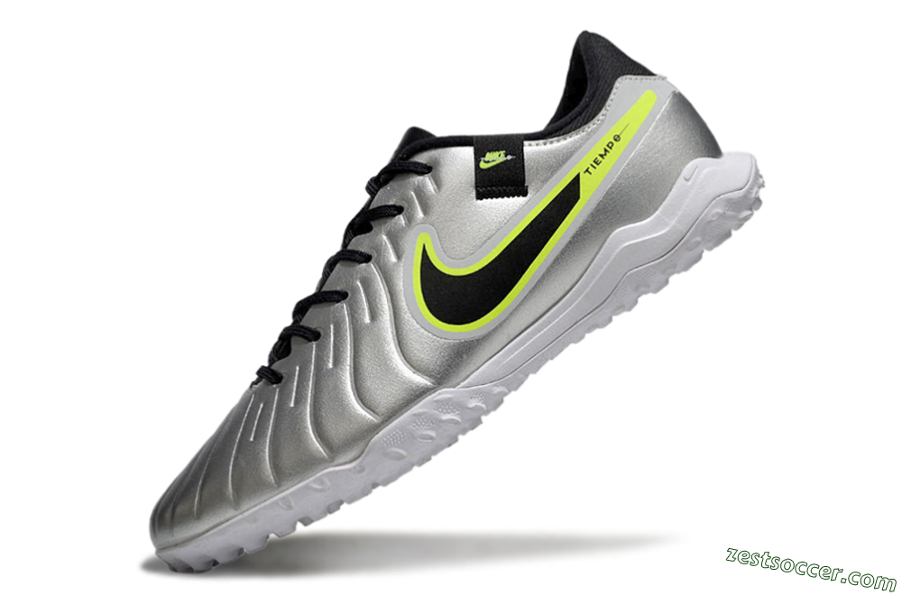 Nike Tiempo Legend 10 TF Low-Tops Soccer Shoes - Silver/Black/Yellow 5