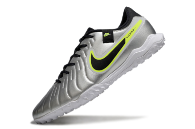 Nike Tiempo Legend 10 TF Low-Tops Soccer Shoes - Silver/Black/Yellow