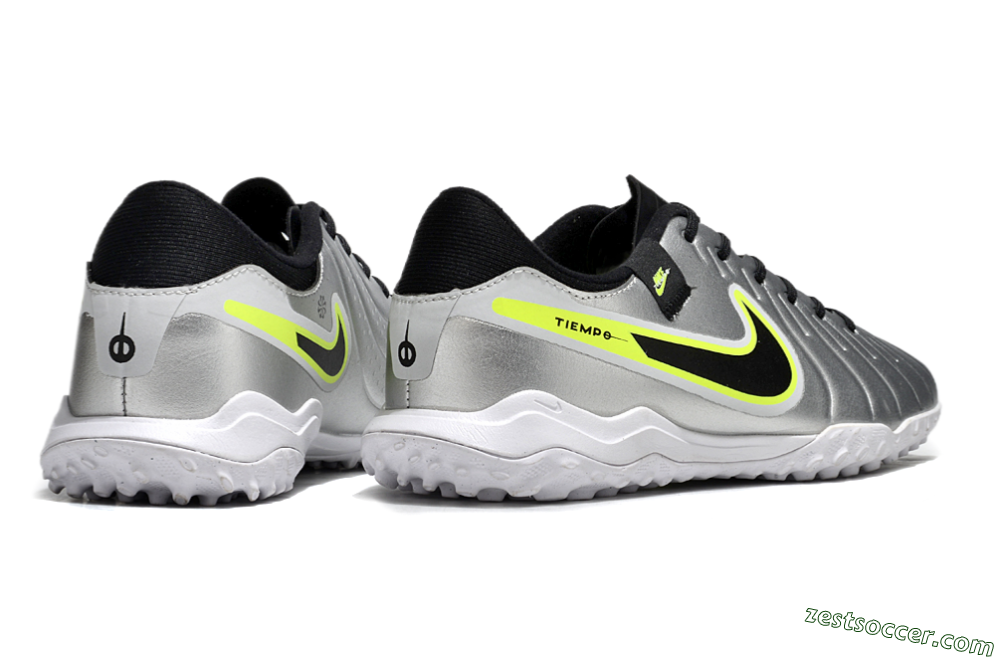 Nike Tiempo Legend 10 TF Low-Tops Soccer Shoes - Silver/Black/Yellow 6