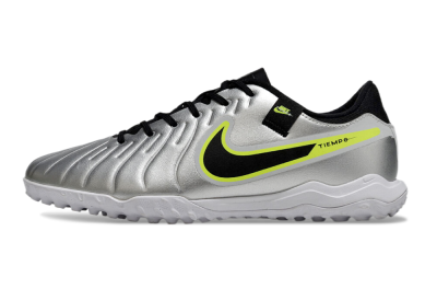 Nike Tiempo Legend 10 TF Low-Tops Soccer Shoes - Silver/Black/Yellow