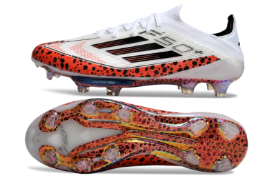 Adidas F50+ Lightstrike Elite FG Low-Tops Soccer Cleats - White/Black/Leopard