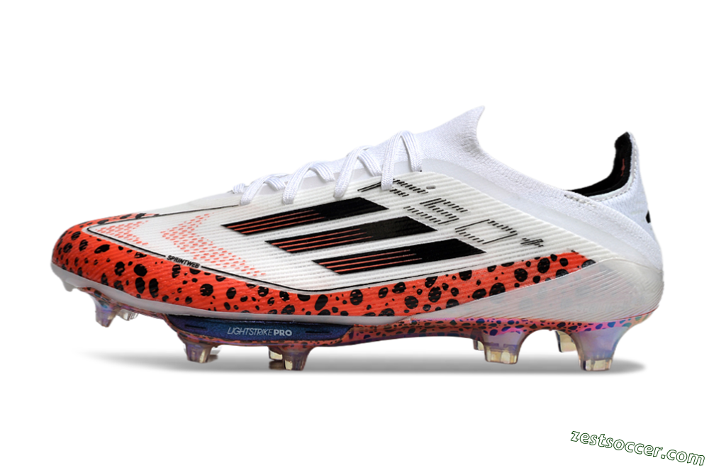 Adidas F50+ Lightstrike Elite FG Low-Tops Soccer Cleats - White/Black/Leopard 2