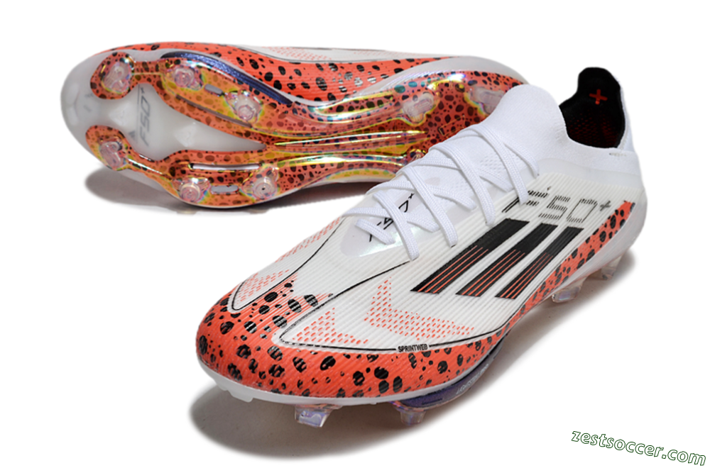 Adidas F50+ Lightstrike Elite FG Low-Tops Soccer Cleats - White/Black/Leopard 3
