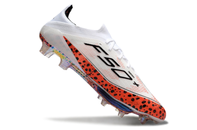 Adidas F50+ Lightstrike Elite FG Low-Tops Soccer Cleats - White/Black/Leopard