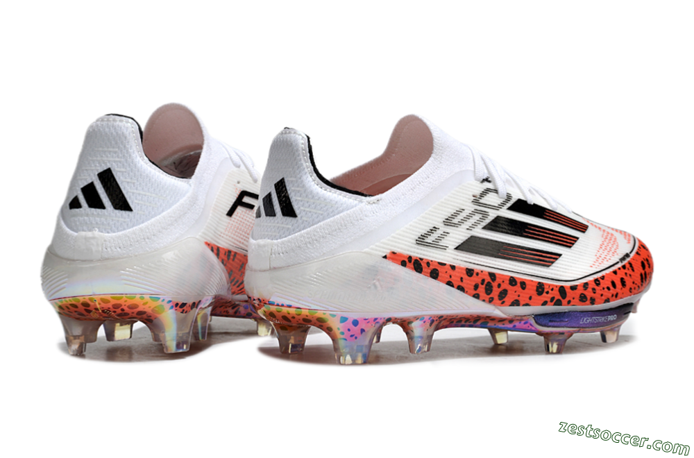 Adidas F50+ Lightstrike Elite FG Low-Tops Soccer Cleats - White/Black/Leopard 6