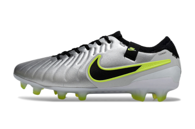 Nike Tiempo Legend 10 Elite AG Low-Tops Soccer Cleats - Silver/Black/Yellow