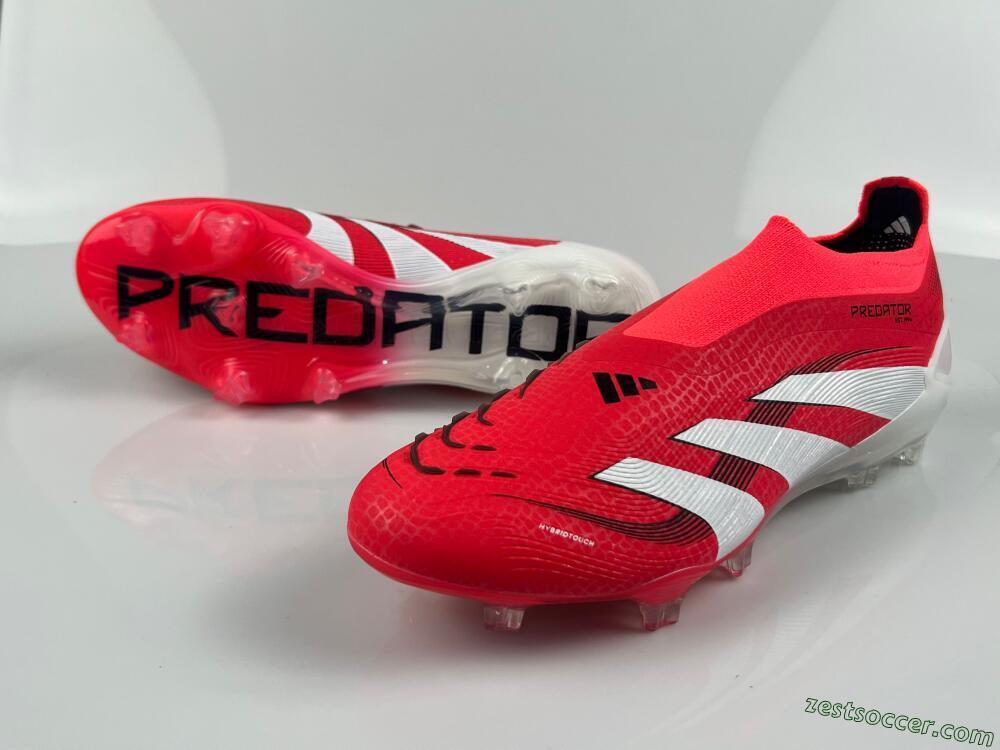 Adidas Predator+ 24 Laceless FG Low-Tops Soccer Cleats - Red/White/Black