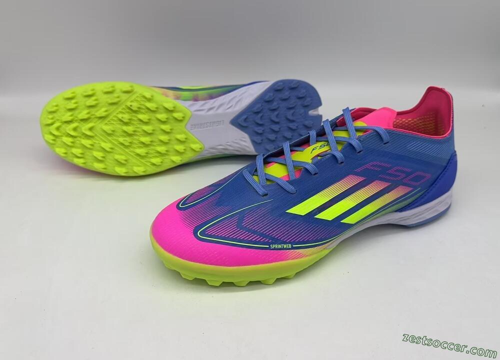 Adidas F50 Elite TF Low-Tops Soccer Shoes - Blue/Pink/Yellow