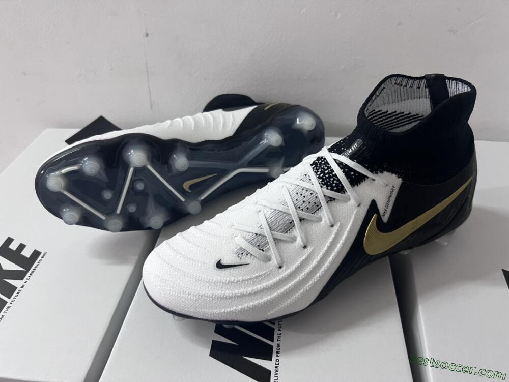 Nike Phantom Luna Elite AG High-Tops Soccer Cleats - White/Black/Gold