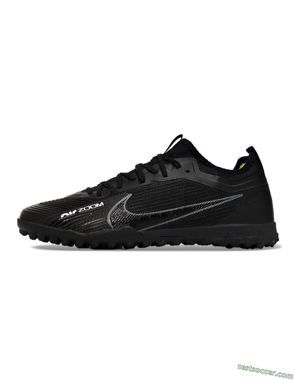 Nike Air Zoom Mercurial Vapor 15 Pro TF Low-Tops Soccer Shoes - Black/Grey/Yellow 2