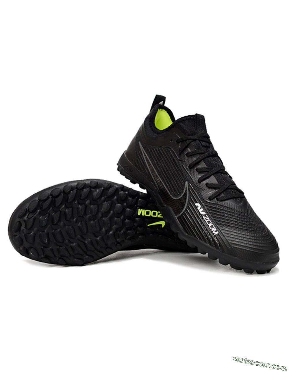 Nike Air Zoom Mercurial Vapor 15 Pro TF Low-Tops Soccer Shoes - Black/Grey/Yellow 3