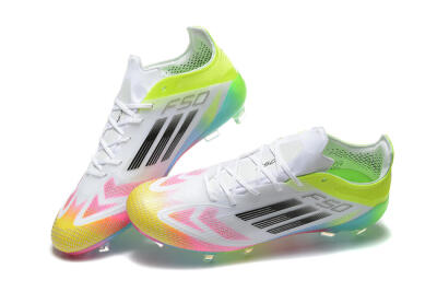 Adidas F50 Elite FG Low-Tops Soccer Cleats - White/Pink/Yellow