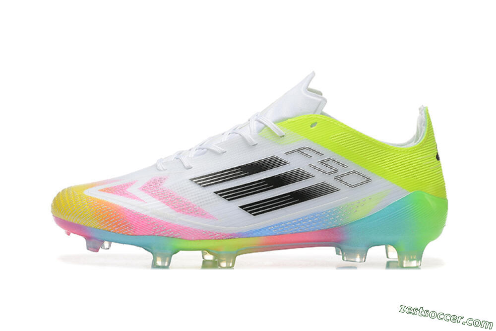 Adidas F50 Elite FG Low-Tops Soccer Cleats - White/Pink/Yellow 2