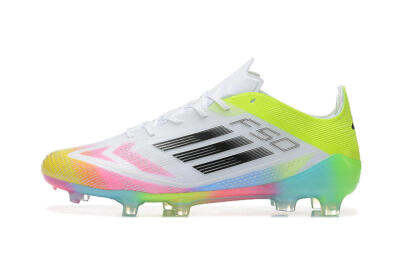 Adidas F50 Elite FG Low-Tops Soccer Cleats - White/Pink/Yellow