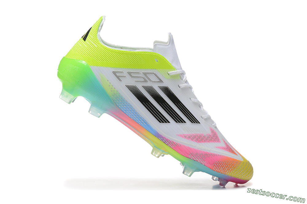 Adidas F50 Elite FG Low-Tops Soccer Cleats - White/Pink/Yellow 4