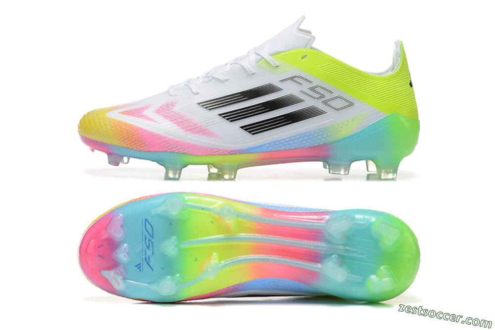 Adidas F50 Elite FG Low-Tops Soccer Cleats - White/Pink/Yellow 1