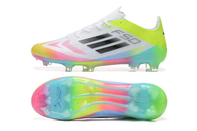 Adidas F50 Elite FG Low-Tops Soccer Cleats - White/Pink/Yellow