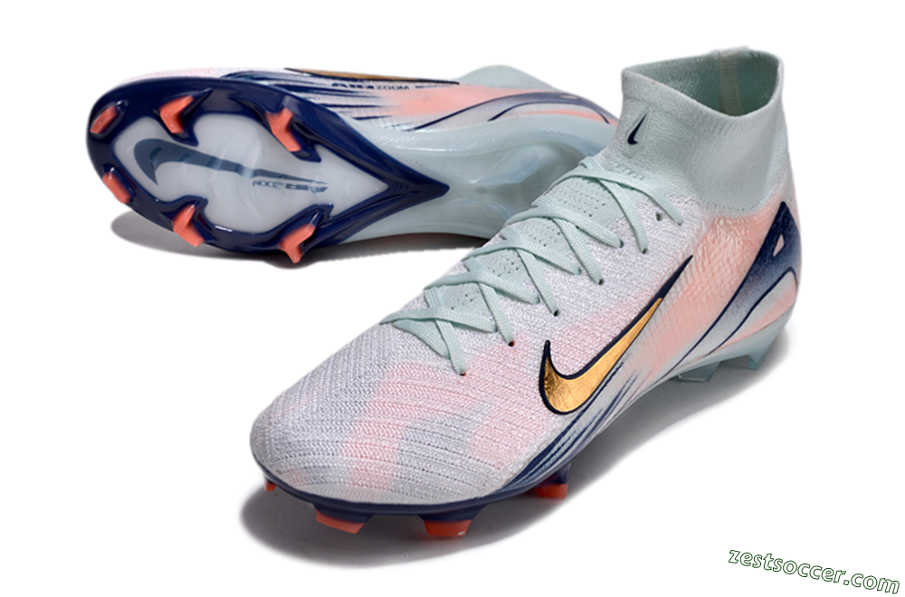Nike Air Zoom Mercurial Superfly 10 Elite FG High-Tops Soccer Cleats - Jade/Pink/Gold 3