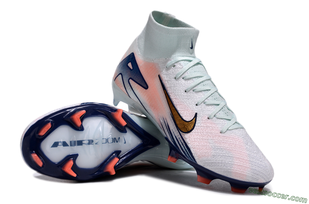 Nike Air Zoom Mercurial Superfly 10 Elite FG High-Tops Soccer Cleats - Jade/Pink/Gold 4