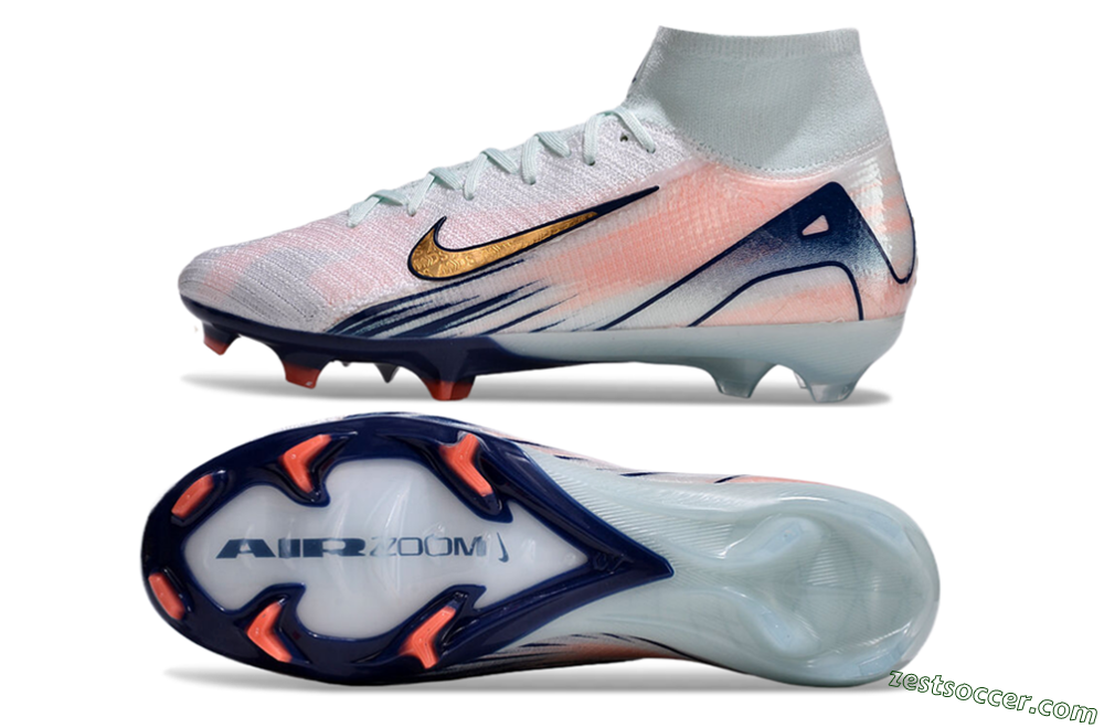 Nike Air Zoom Mercurial Superfly 10 Elite FG High-Tops Soccer Cleats - Jade/Pink/Gold 1
