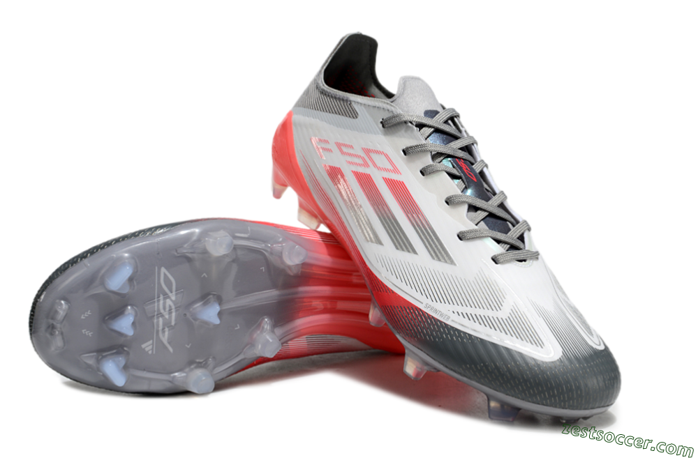 Adidas F50 Elite FG Low-Tops Soccer Cleats - White/Silver/Red 3