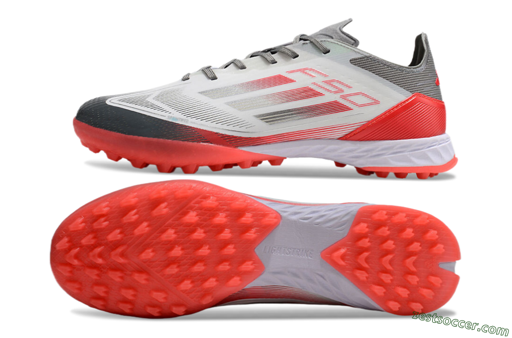 Adidas F50 Pro TF Low-Tops Soccer Shoes - White/Silver/Red 1