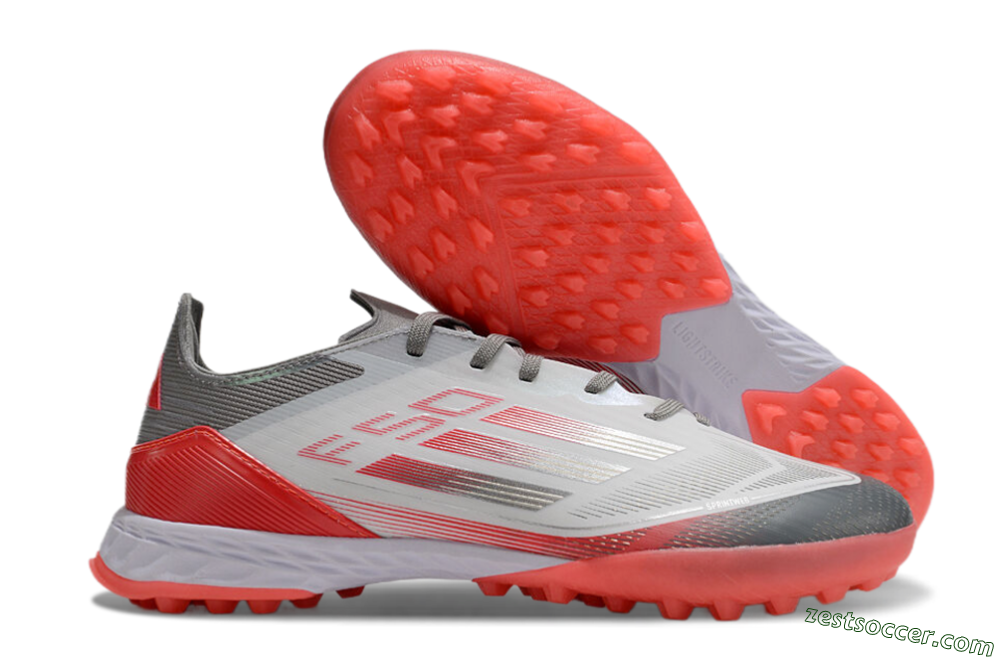 Adidas F50 Pro TF Low-Tops Soccer Shoes - White/Silver/Red 0