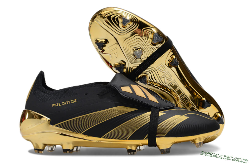 Adidas Predator 25 Elite Foldover Tongue FG Low-Tops Soccer Cleats - Black/Gold 0