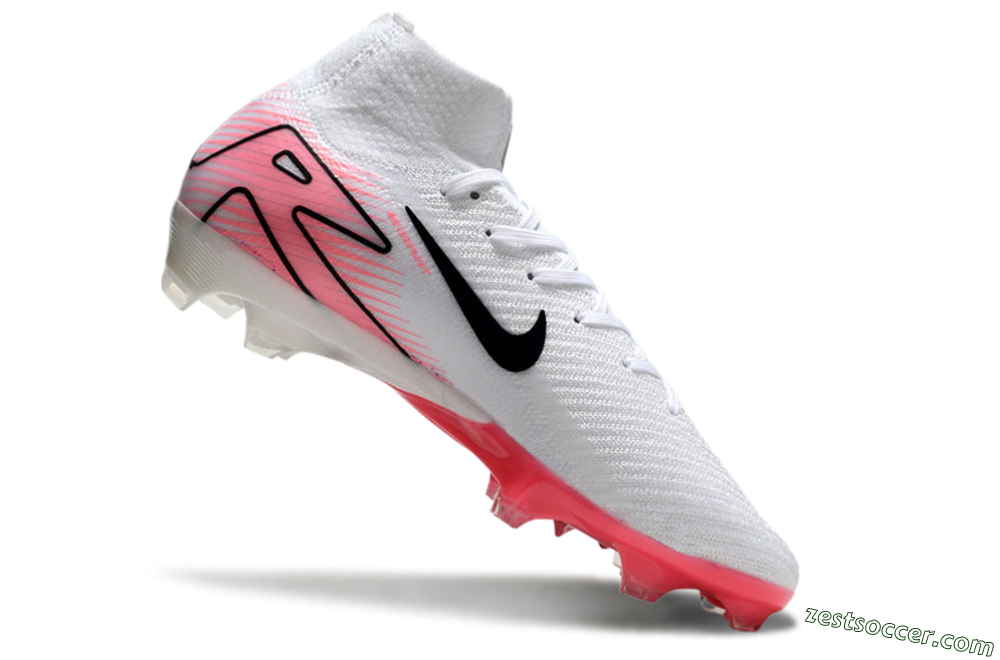 Nike Air Zoom Mercurial Superfly 10 Elite FG High-Tops Soccer Cleats - White/Black/Pink 4