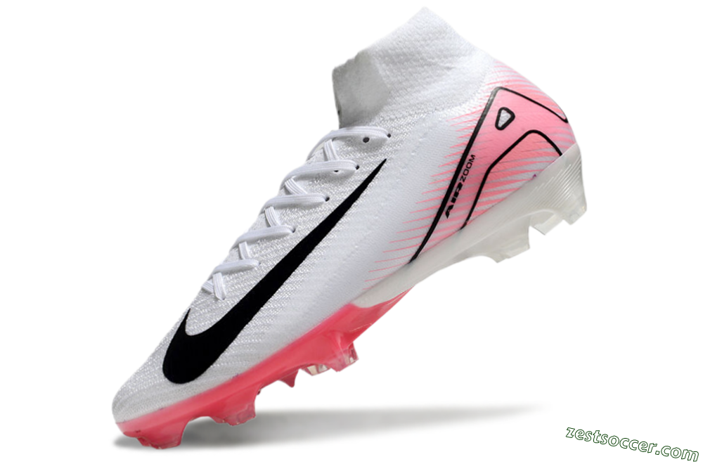 Nike Air Zoom Mercurial Superfly 10 Elite FG High-Tops Soccer Cleats - White/Black/Pink 5