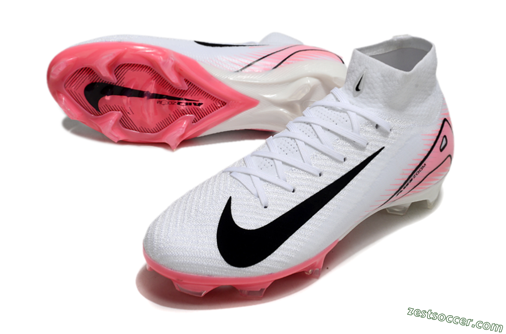 Nike Air Zoom Mercurial Superfly 10 Elite FG High-Tops Soccer Cleats - White/Black/Pink 3