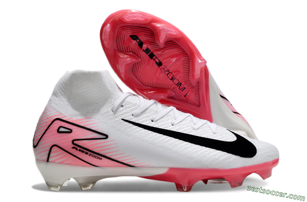 Nike Air Zoom Mercurial Superfly 10 Elite FG High-Tops Soccer Cleats - White/Black/Pink 0