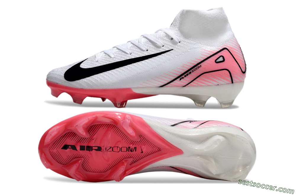 Nike Air Zoom Mercurial Superfly 10 Elite FG High-Tops Soccer Cleats - White/Black/Pink 1