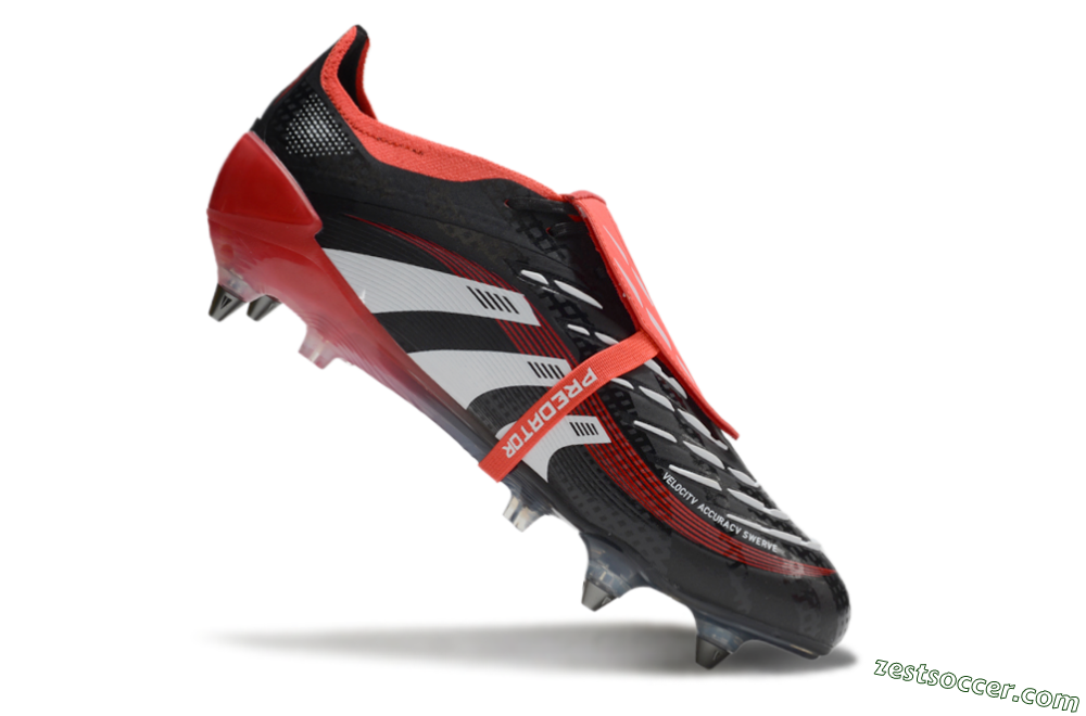 Adidas Predator 25 Elite Foldover Tongue SG Low-Tops Soccer Cleats - Black/White/Red 4