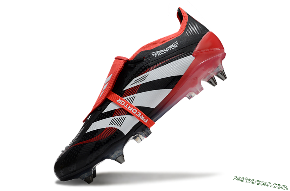 Adidas Predator 25 Elite Foldover Tongue SG Low-Tops Soccer Cleats - Black/White/Red 5