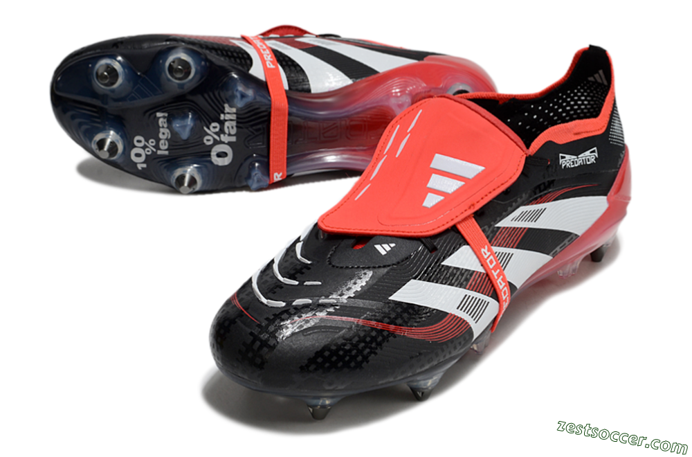 Adidas Predator 25 Elite Foldover Tongue SG Low-Tops Soccer Cleats - Black/White/Red 3