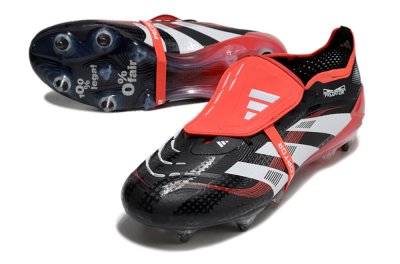Adidas Predator 25 Elite Foldover Tongue SG Low-Tops Soccer Cleats - Black/White/Red