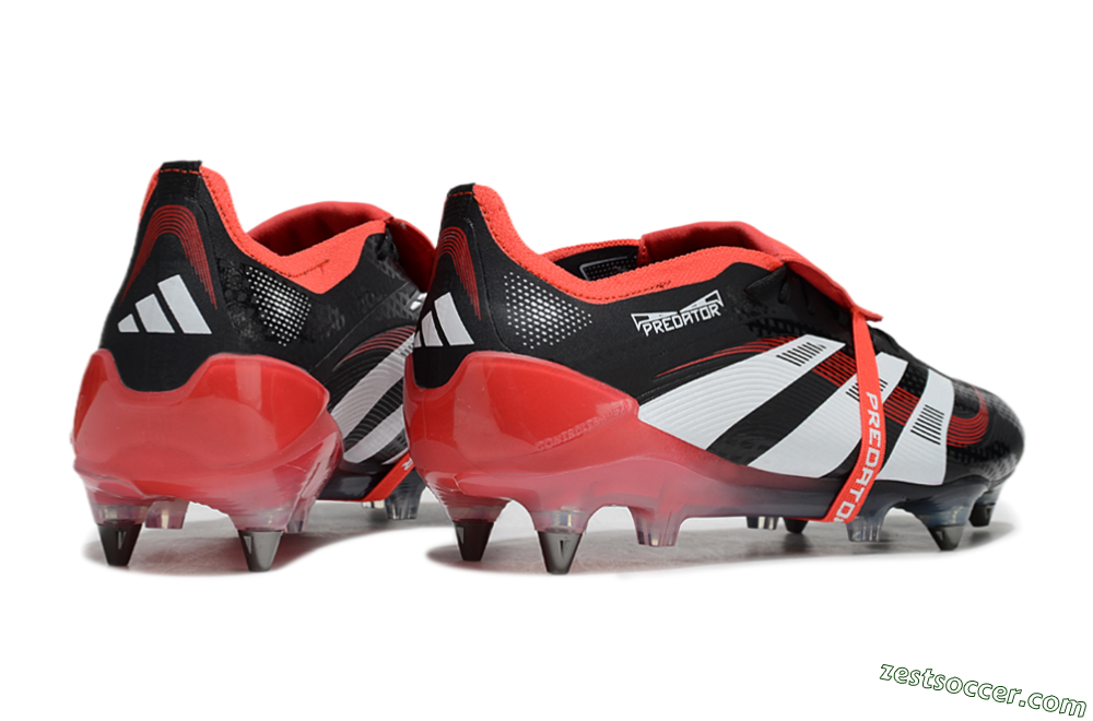 Adidas Predator 25 Elite Foldover Tongue SG Low-Tops Soccer Cleats - Black/White/Red 6